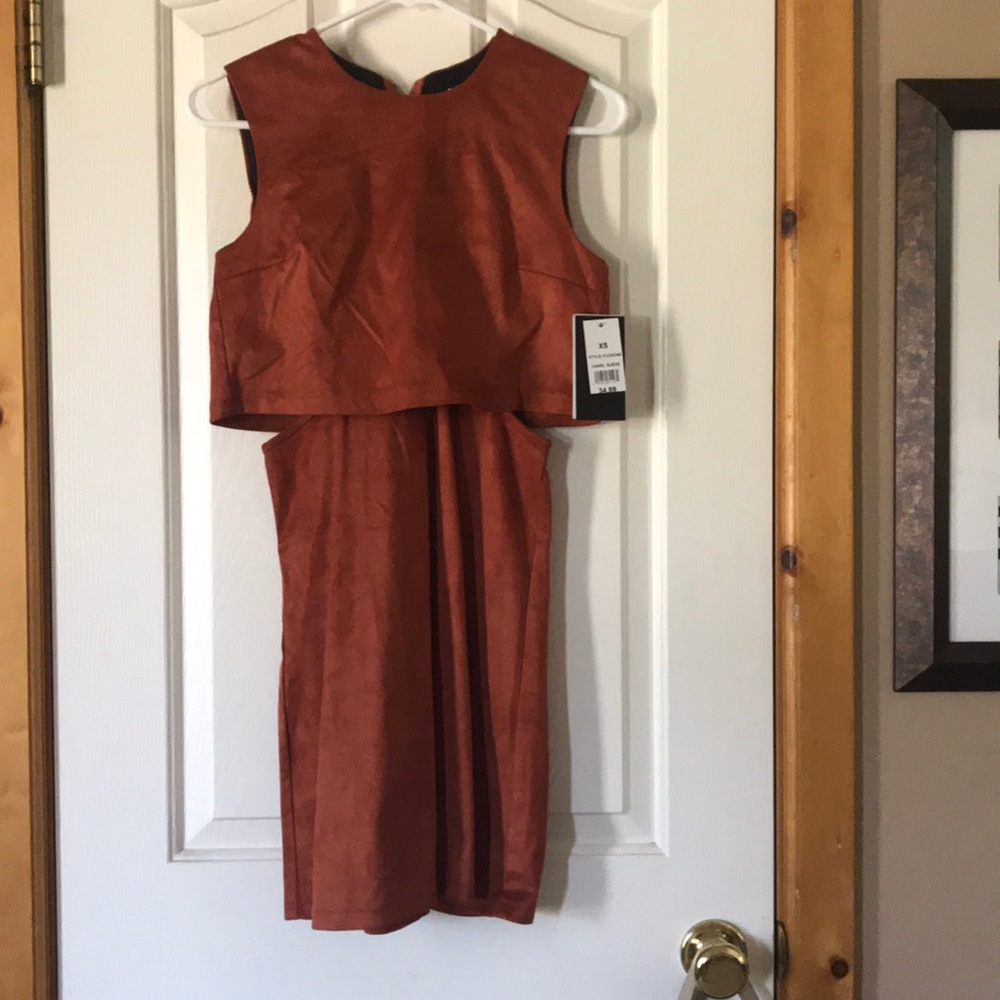 Suede rust orange dress